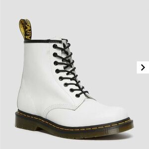 Dr. Martens White Leather Lace-Up Boots